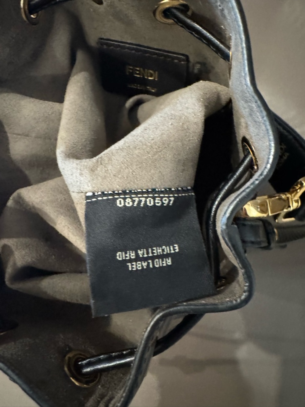 Fendi Brown FF Logo Mini Bucket Bag with Gold Hardware - Picture 11 of 12